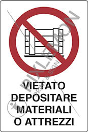 Cartello alluminio cm 30x20 vietato depositare materiali o attrezzi