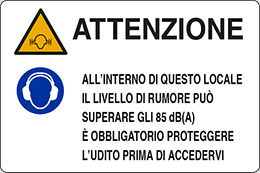 Cartello alluminio cm 50x35 attenzione alinterno di questo locale il livello di rumore può superare gli 85 dba