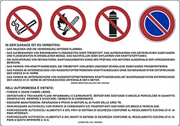 Cartello alluminio cm 70x50 in der werkstatt ist folgendes verboten: - das rauchen und die verwendung offener flammen 