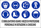 Cartello alluminio cm 30x20 e obbligatorio usare i mezzi di protezione personale in dotazione a ciascuno