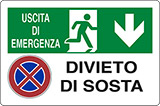 Cartello adesivo cm 18x12 uscita di emergenza divieto di sosta