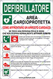 Cartello alluminio cm 30x20 dae defibrillatore area cardioprotetta, come affrontare un arresto cardiaco