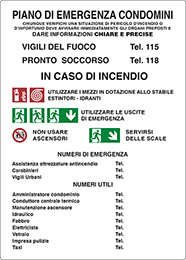 Cartello alluminio cm 50x35 piano di emergenza condomini