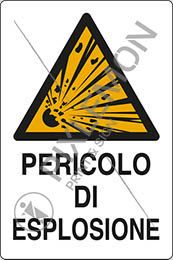 Cartello alluminio cm 30x20 pericolo di esplosione