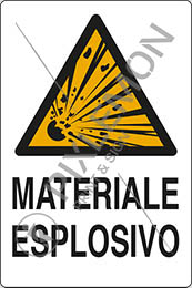 Cartello adesivo cm 12x8 materiale esplosivo