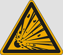 Cartello adesivo lato cm 20 warning: explosive material