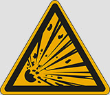 Cartello adesivo lato cm 10 warning: explosive material