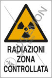 Cartello adesivo cm 18x12 radiazioni zona controllata