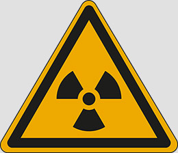 Cartello adesivo lato cm 20 warning: radioactive material or ionizing radiation
