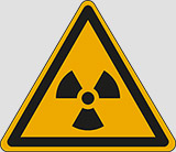 Cartello adesivo lato cm 10 warning: radioactive material or ionizing radiation
