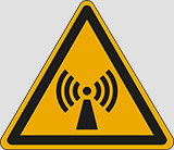 Cartello adesivo lato cm 10 warning: non-ionizing radiation