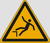 Cartello adesivo lato cm 10 warning: drop fall