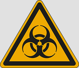 Cartello adesivo lato cm 10 warning: biological hazard