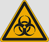 Cartello adesivo lato cm 10 warning: biological hazard