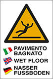 Cartello alluminio cm 30x20 pavimento bagnato - wet floor - nasser fussboden