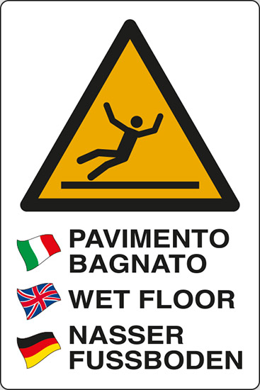 Cartello PAVIMENTO BAGNATO - WET FLOOR - NASSER