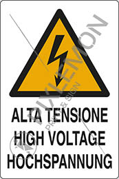 Cartello alluminio cm 30x20 alta tensione high voltage hochspannung