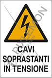Cartello alluminio cm 30x20 cavi soprastanti in tensione