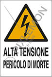 Cartello adesivo cm 18x12 alta tensione pericolo di morte