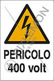 Cartello adesivo cm 6x4 pericolo 400 volt