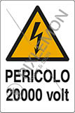 Cartello alluminio cm 18x12 pericolo 20000 volt