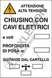 Cartello alluminio cm 30x20 chiusino con cavi elettrici a volt profondita di posa m distanze dal cartello m