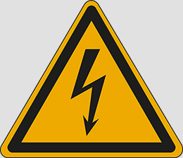 Cartello alluminio lato cm 40 warning: electricity