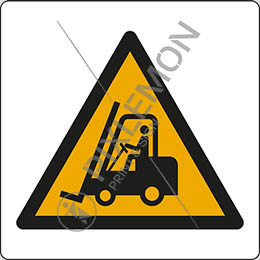 Cartello adesivo cm 12x12 pericolo carrelli elevatori ed altri veicoli industriali - warning: forklift trucks and other industrial vehicles