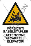 Cartello adesivo cm 12x8 vorsicht gabelstapler attenzione ai carrelli elevatori