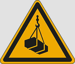 Cartello alluminio lato cm 20 warning: overhead load