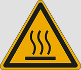 Cartello adesivo lato cm 10 warning: hot surface