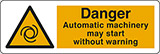 Adesivo cm 30x10 danger automatic machinery may start without warning