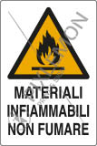 Cartello alluminio cm 30x20 materiali infiammabili non fumare