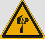 Cartello adesivo lato cm 10 warning: sharp element