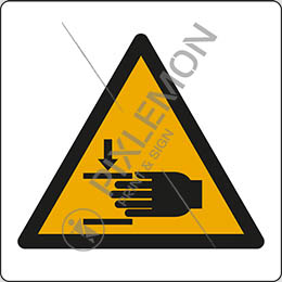 Cartello adesivo cm 20x20 pericolo di schiacciamento mani - warning: crushing of hands