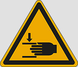 Cartello adesivo lato cm 10 warning: crushing of hands