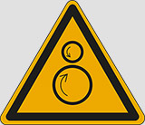 Cartello adesivo lato cm 10 warning: counterrotating rollers