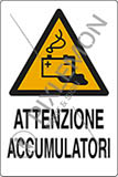 Cartello adesivo cm 12x8 attenzione accumulatori