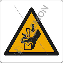 Cartello alluminio cm 20x20 avvertimento: schiacciamento delle mani tra gli organi della pressa 