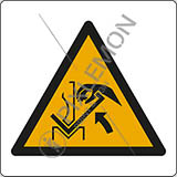 Cartello adesivo cm 8x8 avvertimento: schiacciamento delle mani tra pressa e materiale - warning: hand crushing between press brake and material