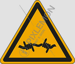 Cartello adesivo lato cm 30 warning: barbed wire