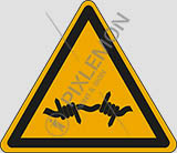 Cartello adesivo lato cm 10 warning: barbed wire