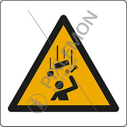 Cartello adesivo cm 8x8 avvertimento: oggetti in caduta - warning; falling objects