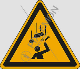 Cartello alluminio lato cm 30 warning: falling objects