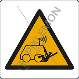 Cartello alluminio cm 20x20 pericolo: rischio di essere investiti da veicoli comandati a distanza 
