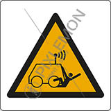 Cartello alluminio cm 12x12 pericolo: rischio di essere investiti da veicoli comandati a distanza 