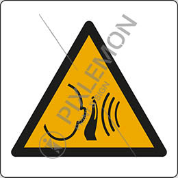 Cartello adesivo cm 8x8 avvertimento: forti rumori improvvisi - warning; sudden loud noise