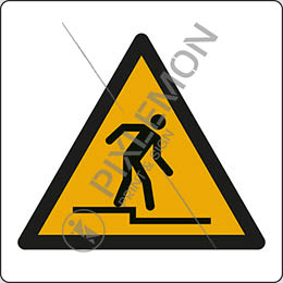 Cartello adesivo cm 20x20 attenzione: gradino sottostante - warning; step down