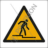 Cartello adesivo cm 20x20 attenzione: gradino sottostante - warning; step down