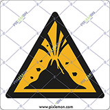 Cartello alluminio cm 20x20 attenzione; zona vulcanica attiva - warning; active volcano zone